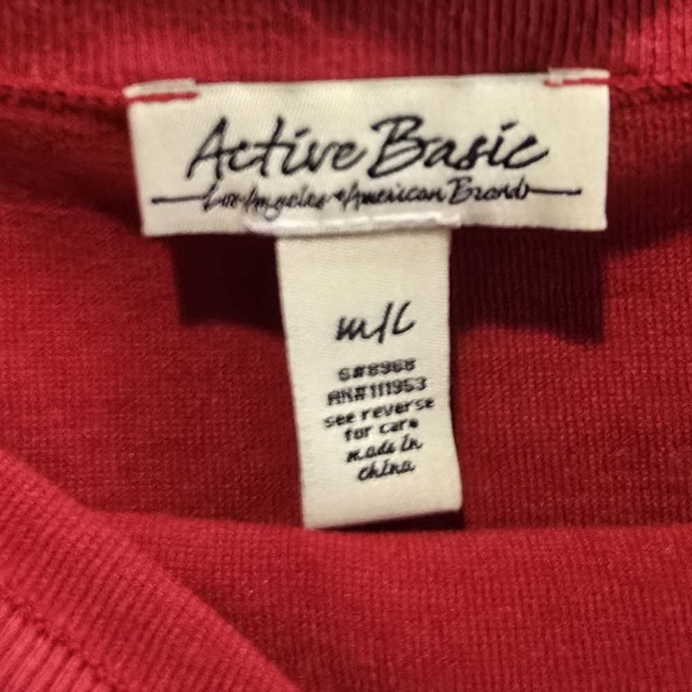 Active Basic Vibrant Red Top, Long Form Fitting T… - image 3